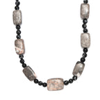 EVER TRUE Zebra Jaspis, Schneeflocken Glasachat Halskette ca. 45 cm Nickelfreies Messing ca. 385.00 ct
