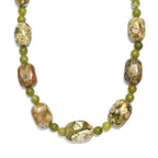 EVER TRUE Rhyolith Jaspis, Nephrit Jade Halskette ca. 45 cm Nickelfreies Messing ca. 330.00 ct