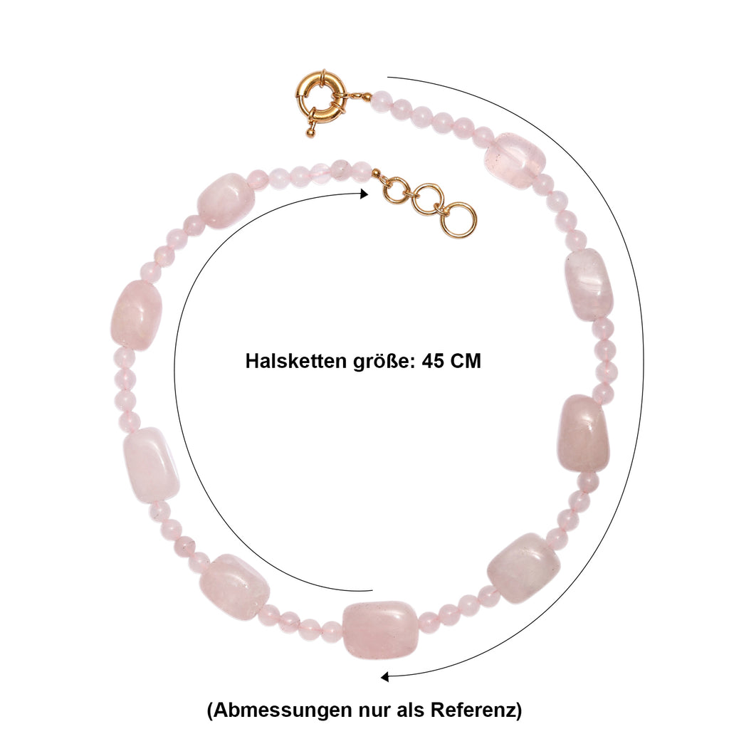 EVER TRUE Rosenquarz Halskette ca. 45 cm Nickelfreies Messing ca. 355.00 ct