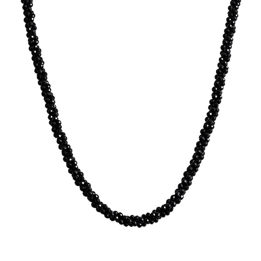 Schwarzer Spinell Halskette ca. 50 cm 925 Silber ca. 85,00 ct.