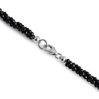 Schwarzer Spinell Halskette ca. 50 cm 925 Silber ca. 85,00 ct.