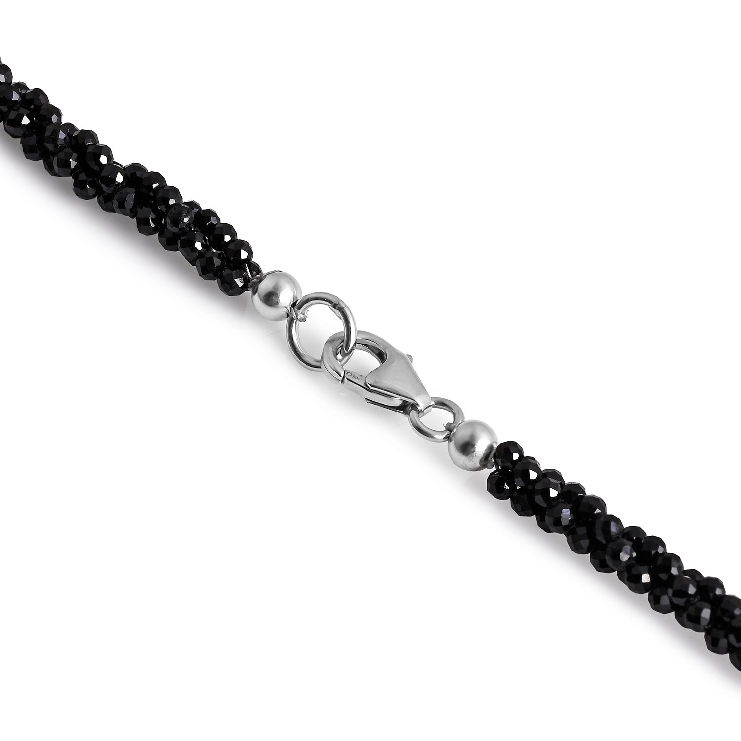 Schwarzer Spinell Halskette ca. 50 cm 925 Silber ca. 85,00 ct.