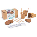 Sprossen-Anzuchtset 5-teilig Lauch Brokkoli Gartenkresse Radieschen Mungbohnen mit Holzfaser-Töpfen Erde-Tabletten Saatgut und Pflanzenetiketten in Geschenkbox
