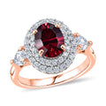 D'Joy AA Rosa Granat, Moissanit Ring 925 Silber 750 Roségold vermeil (Größe 17.00) ca. 2,71 ct