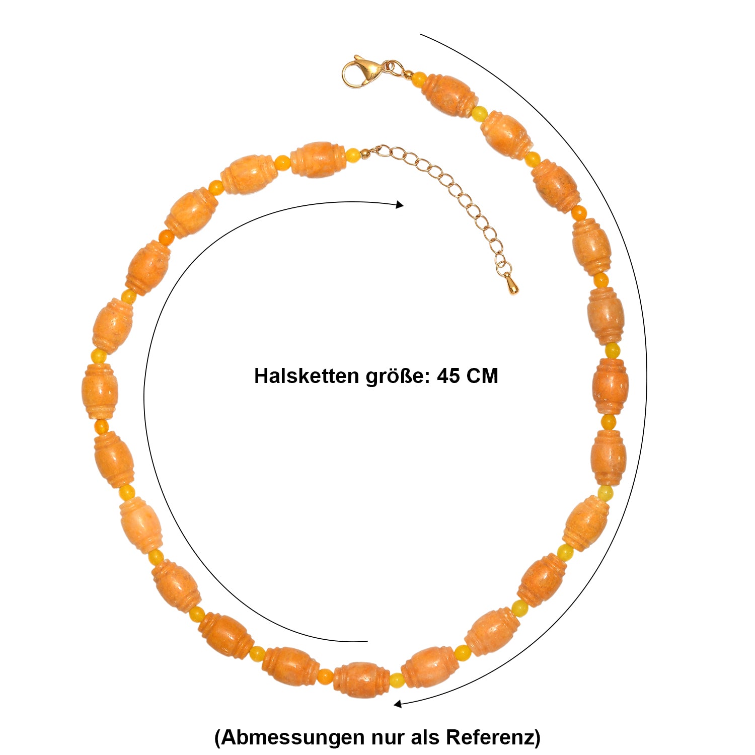 EVER TRUE Gelber Aventurin, Gelber Quarzit Halskette ca. 45 cm + 5 cm Extender, 316L Edelstahl Gold ca. 285.00 ct