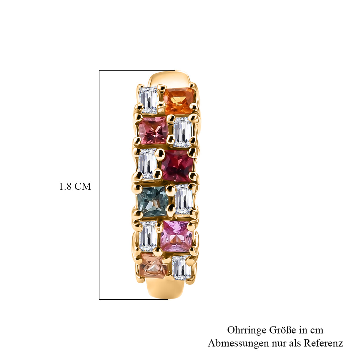 D'Joy Mehrfarbiger Saphir, Moissanit Ohrringe 925 Silber 750 Gelbgold vermeil ca. 1.80 ct