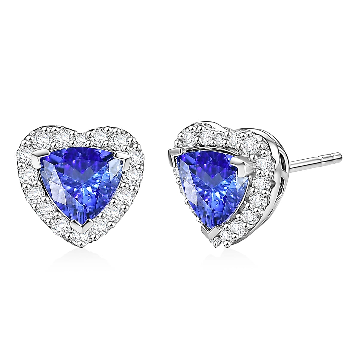 D'Joy Premium Tansanit, Moissanit AGI zertifiziert Ohrringe 925 Silber Rhodiniert ca. 2.29 ct