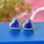 D'Joy Premium Tansanit, Moissanit AGI zertifiziert Ohrringe 925 Silber Rhodiniert ca. 2.29 ct