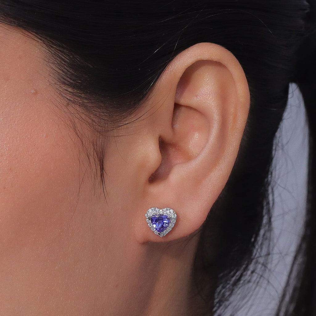 D'Joy Premium Tansanit, Moissanit AGI zertifiziert Ohrringe 925 Silber Rhodiniert ca. 2.29 ct