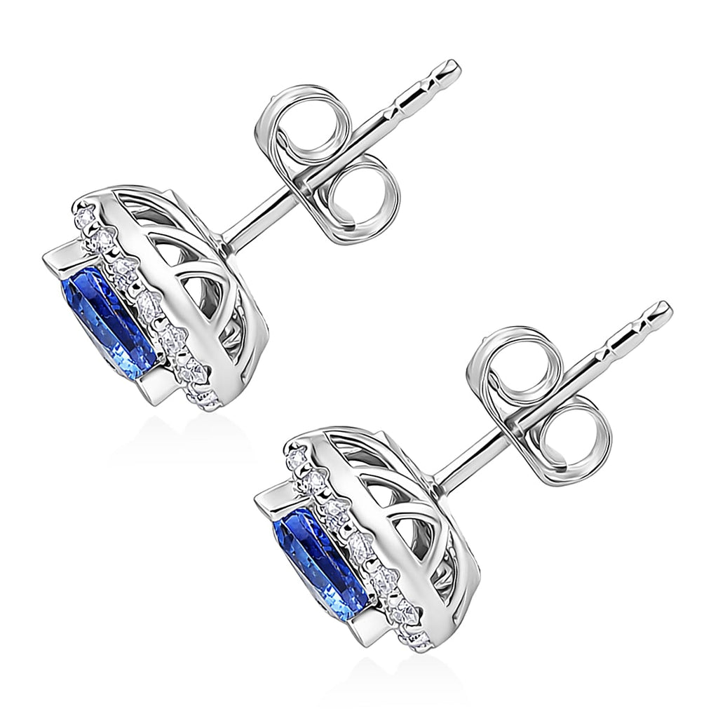 D'Joy Premium Tansanit, Moissanit AGI zertifiziert Ohrringe 925 Silber Rhodiniert ca. 2.29 ct