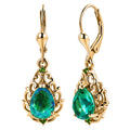 D'Joy Pfau Quarz Triplette, Natürlicher Chromdiopsid Ohrringe 925 Silber 750 Gelbgold vermeil ca. 3,51 ct.