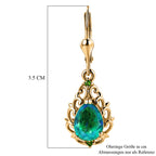 D'Joy Pfau Quarz Triplette, Natürlicher Chromdiopsid Ohrringe 925 Silber 750 Gelbgold vermeil ca. 3,51 ct.