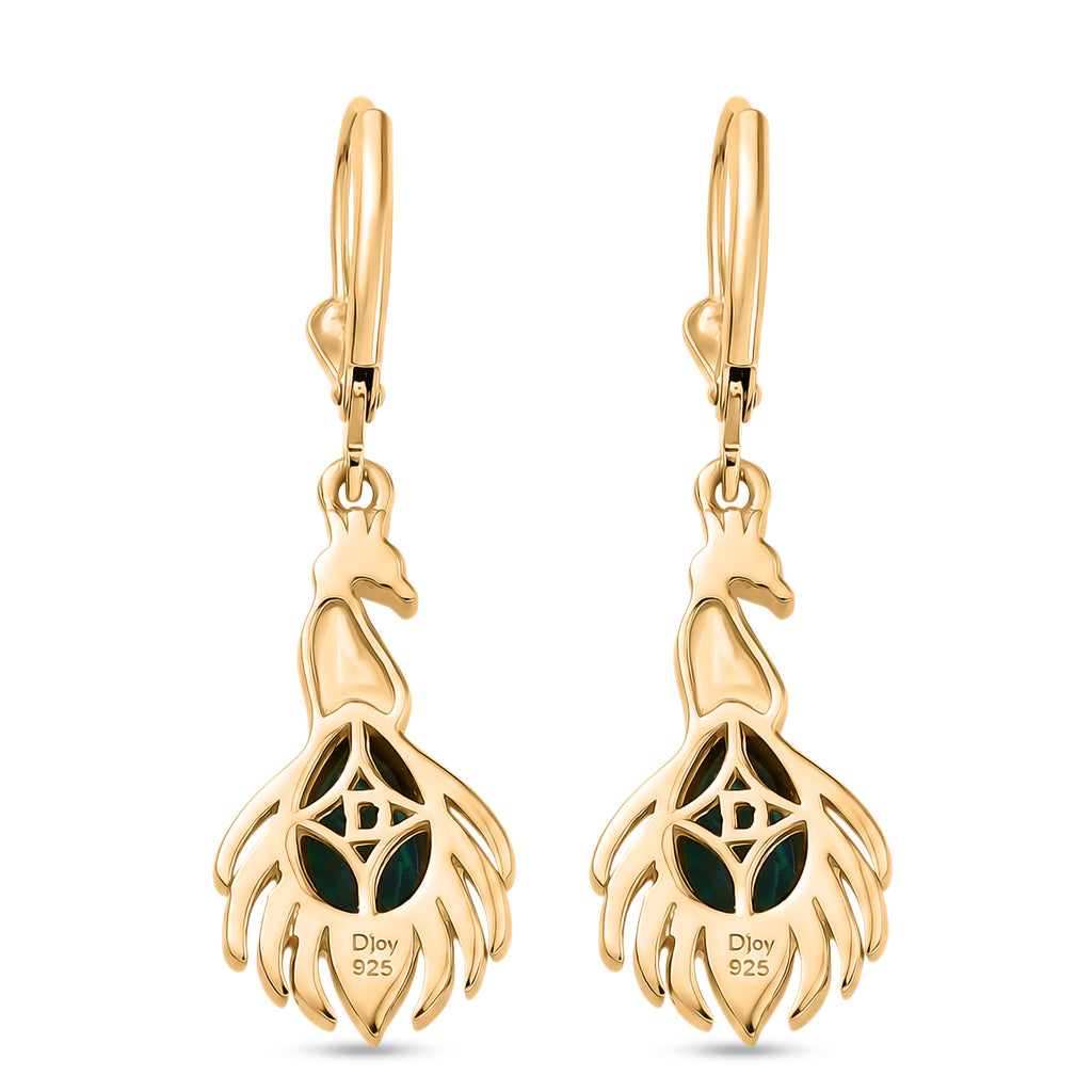 D'Joy Pfau Quarz Triplette, Schwarzer Spinell Ohrringe 925 Silber 750 Vergoldet ca. 1,99 ct.