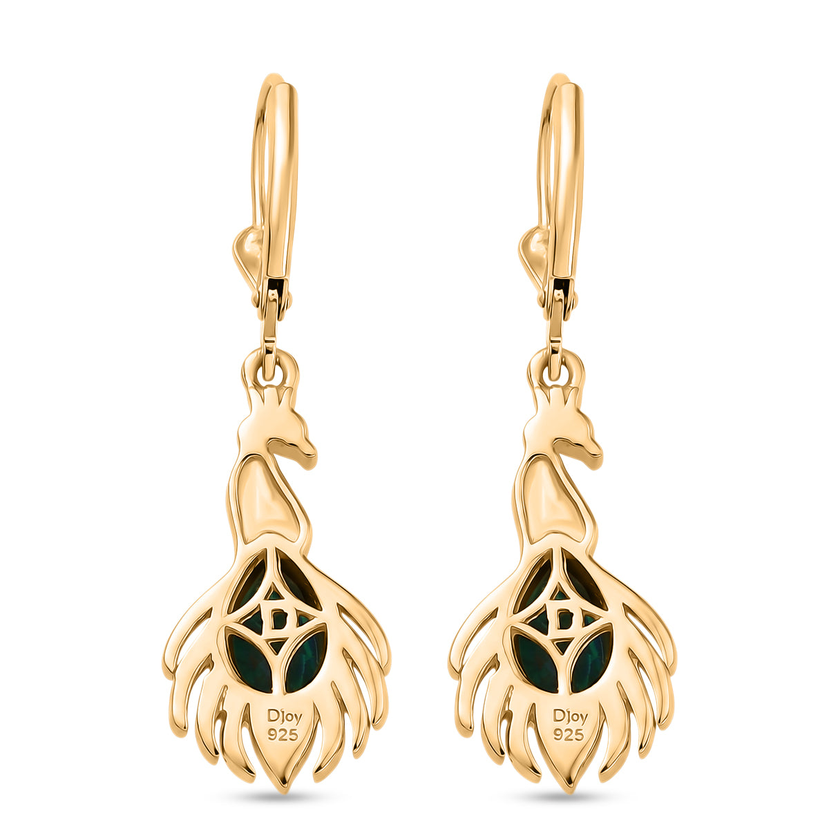 D'Joy Pfau Quarz Triplette, Schwarzer Spinell Ohrringe 925 Silber 750 Vergoldet ca. 1,99 ct.