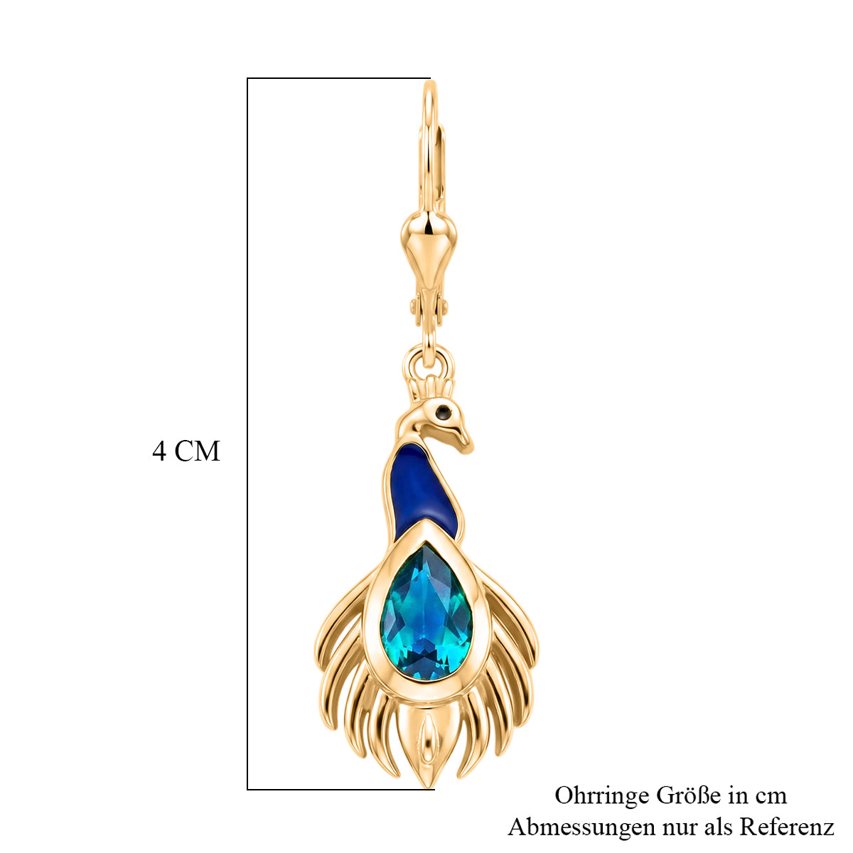 D'Joy Pfau Quarz Triplette, Schwarzer Spinell Ohrringe 925 Silber 750 Vergoldet ca. 1.99 ct