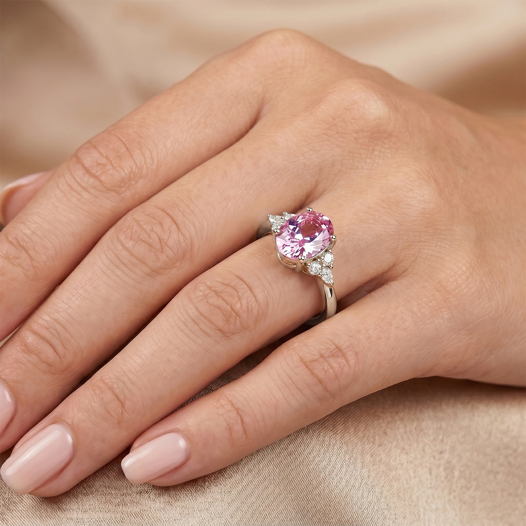 Rosa Zirkonia, Weißer Zirkonia Ring Nickelfreies Messing rhodiniert (Größe 20.00)