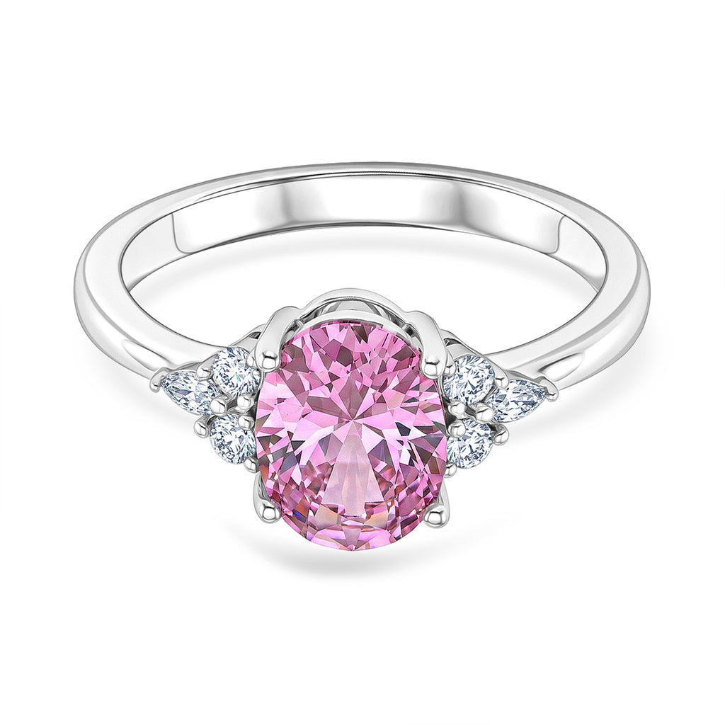 Rosa Zirkonia, Weißer Zirkonia Ring Nickelfreies Messing rhodiniert (Größe 20.00)