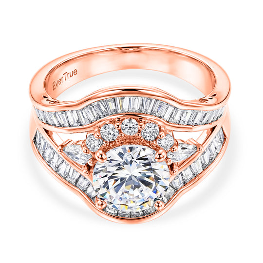 Weißer Zirkonia Ring Nickelfreies Messing rosévergoldet (Größe 17.00)