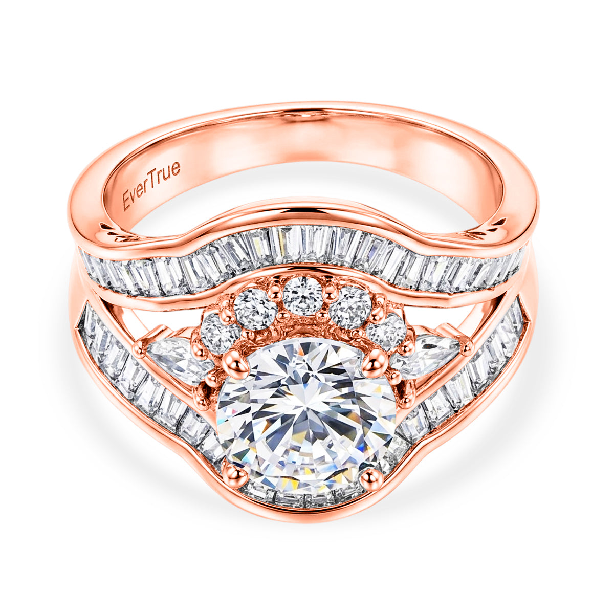 Weißer Zirkonia Ring Nickelfreies Messing rosévergoldet (Größe 17.00)