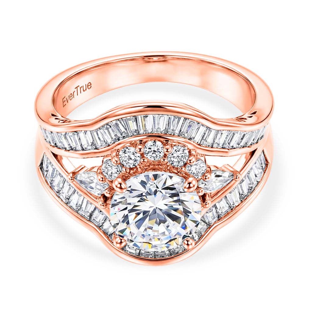 Weißer Zirkonia Ring Nickelfreies Messing rosévergoldet (Größe 16.00)