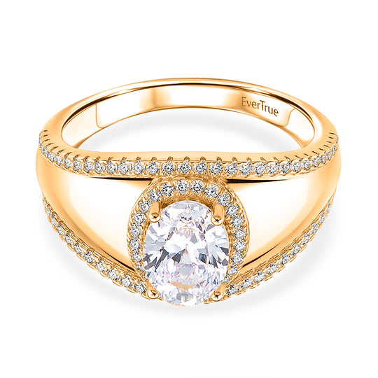 Weißer Zirkonia Ring Nickelfreies Messing vergoldet (Größe 18.00)