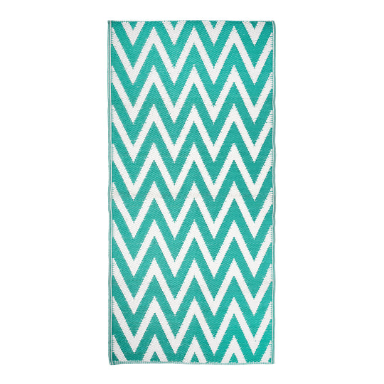 LIVMORE Outdoor-Teppich, gestreiftes Design, 440gsm, 71x147cm, Himmelblau