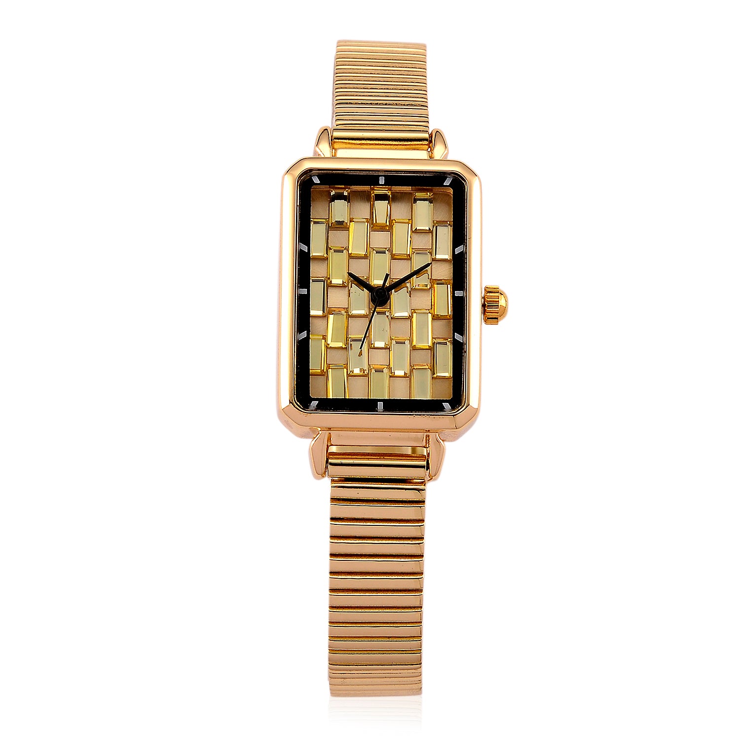 GENOA Uhr mit goldgelbem Zirkonia, japanisches Uhrwerk, 316L Edelstahl, 19 cm, goldfarben, 2.00 ct