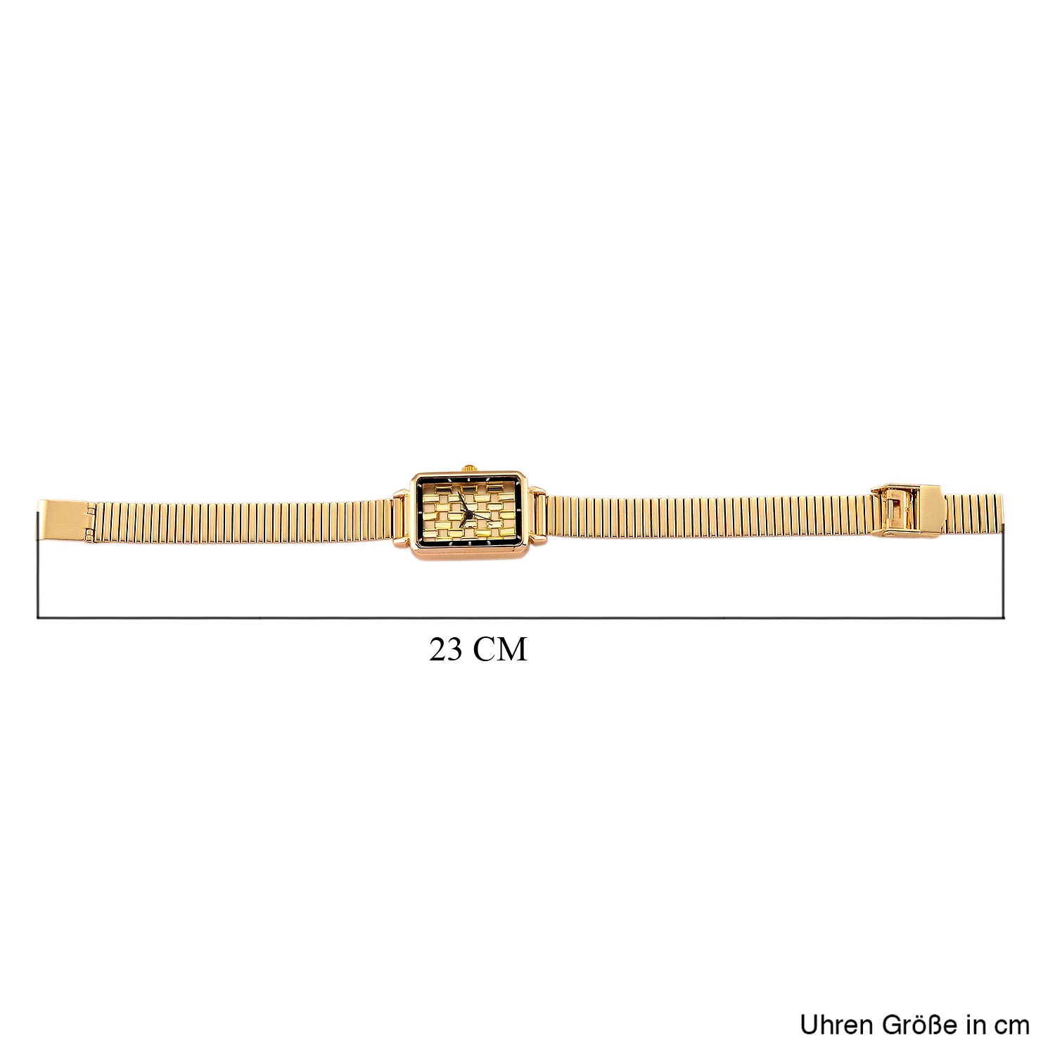GENOA Uhr mit goldgelbem Zirkonia, japanisches Uhrwerk, 316L Edelstahl, 19 cm, goldfarben, 2.00 ct