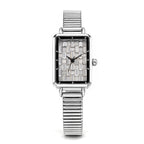 GENOA Uhr mit weißem Zirkonia, japanisches Uhrwerk, 316L Edelstahl, 19 cm, silberfarben, 2.00 ct
