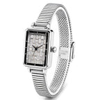 GENOA Uhr mit weißem Zirkonia, japanisches Uhrwerk, 316L Edelstahl, 19 cm, silberfarben, 2.00 ct