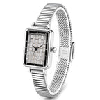 GENOA Uhr mit weißem Zirkonia, japanisches Uhrwerk, 316L Edelstahl, 19 cm, silberfarben, 2.00 ct