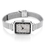 GENOA Uhr mit weißem Zirkonia, japanisches Uhrwerk, 316L Edelstahl, 19 cm, silberfarben, 2.00 ct