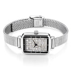 GENOA Uhr mit weißem Zirkonia, japanisches Uhrwerk, 316L Edelstahl, 19 cm, silberfarben, 2.00 ct