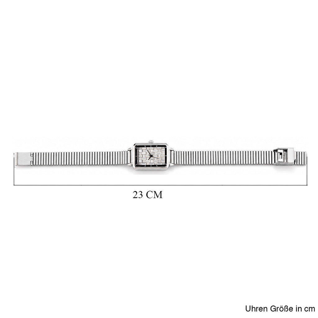 GENOA Uhr mit weißem Zirkonia, japanisches Uhrwerk, 316L Edelstahl, 19 cm, silberfarben, 2.00 ct