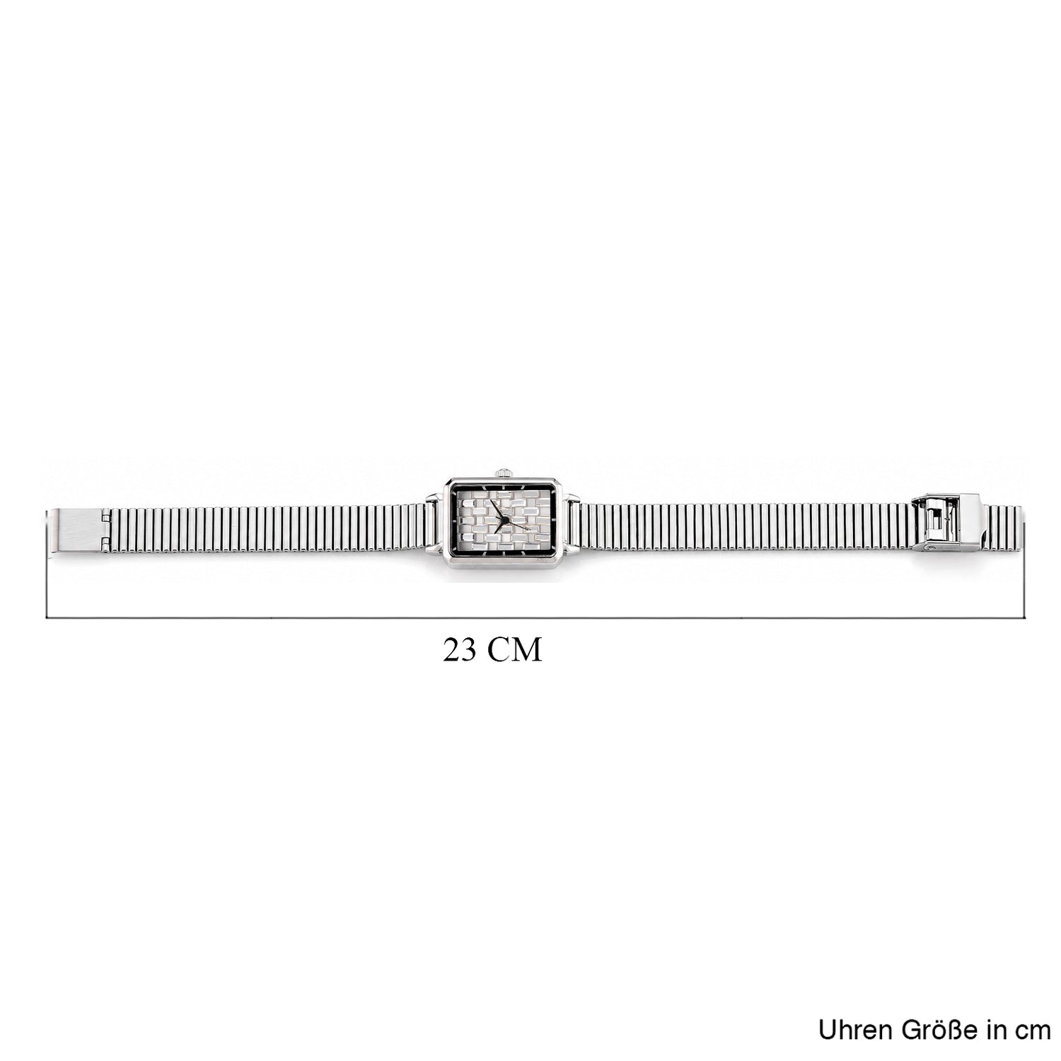 GENOA Uhr mit weißem Zirkonia, japanisches Uhrwerk, 316L Edelstahl, 19 cm, silberfarben, 2.00 ct