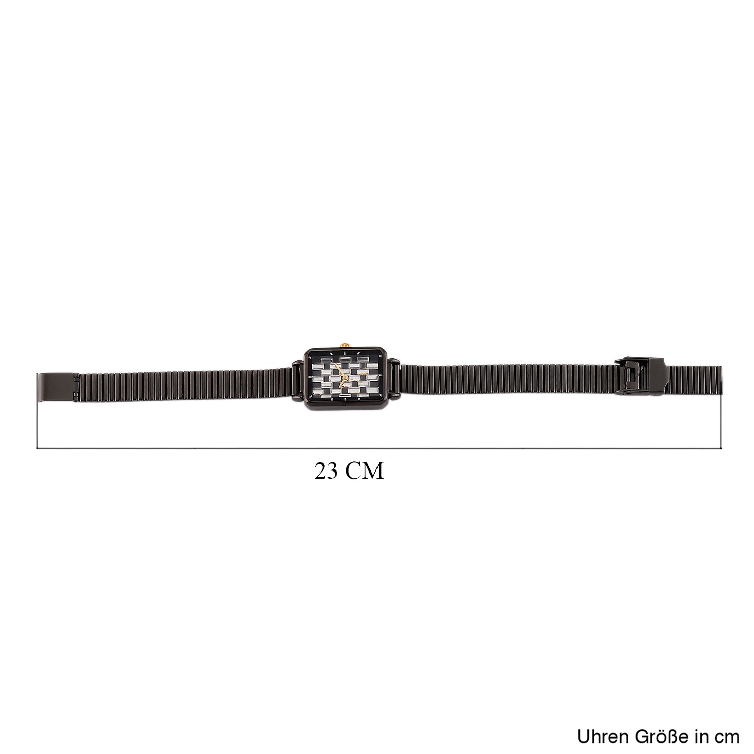 GENOA Uhr mit weißem Zirkonia, japanisches Uhrwerk, 316L Edelstahl, 19 cm, schwarz, 2.00 ct