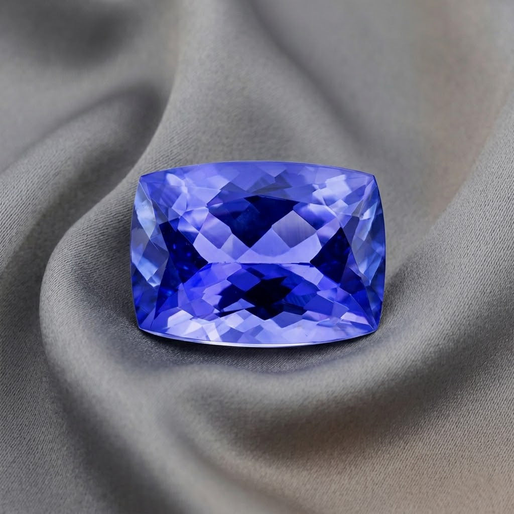 AAAA Tansanit, Kissenschliff, facettiert     (4-5 Werktage Lieferzeit) ca. 5,5 x 5,5 mm, ca. 0,80 ct