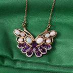GP - AA Afrikanischer Amethyst, Natürlicher, äthiopischer Welo Opal Halskette ca. 45 cm 925 Silber Rhodiniert und 750 Gelbgold Vermeil ca. 5,67 ct.