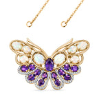 GP - AA Afrikanischer Amethyst, Natürlicher, äthiopischer Welo Opal Halskette ca. 45 cm 925 Silber Rhodiniert und 750 Gelbgold Vermeil ca. 5,67 ct.