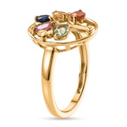 D'Joy Mehrfarbiger Saphir Ring, 925 Silber 750 Gelbgold vermeil (Größe 18.00) ca. 1.24 ct