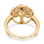 D'Joy Mehrfarbiger Saphir Ring, 925 Silber 750 Gelbgold vermeil (Größe 18.00) ca. 1.24 ct