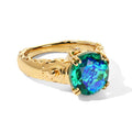 D'Joy Pfau Quarz Triplette, Weißer Diamant Ring 925 Silber 750 Gelbgold vermeil (Größe 17.00) ca. 4,35 ct