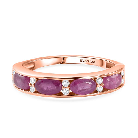 EVER TRUE Ilakaka Rosa Saphir (Fissure gefüllt), Weißer Zirkon Ring 950 Kupfer (Größe 17.00) ca. 1,65 ct