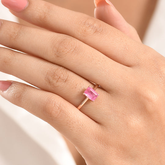 EVER TRUE Ilakaka Rosa Saphir (Fissure gefüllt) Ring 950 Kupfer (Größe 20.00) ca. 1,47 ct
