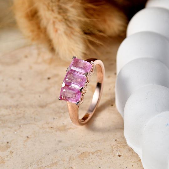 D'Joy Ilakaka Rosa Saphir (Fissure gefüllt) Ring 925 Silber 750 Roségold vermeil (Größe 17.00) ca. 2,69 ct