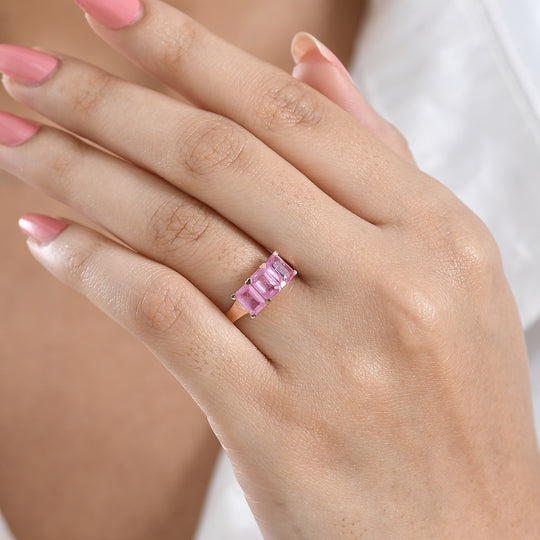 D'Joy Ilakaka Rosa Saphir (Fissure gefüllt) Ring 925 Silber 750 Roségold vermeil (Größe 17.00) ca. 2,69 ct