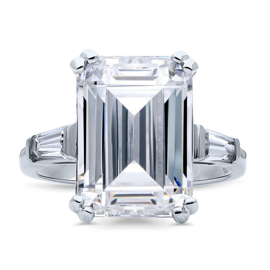 Weißer Zirkonia (Oct 14x10mm) Ring Nickelfreies Messing (Größe 16.50)