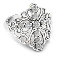 Zirkonia Ring Nickelfreies Messing, Silberfarben, (Größe 17.25)