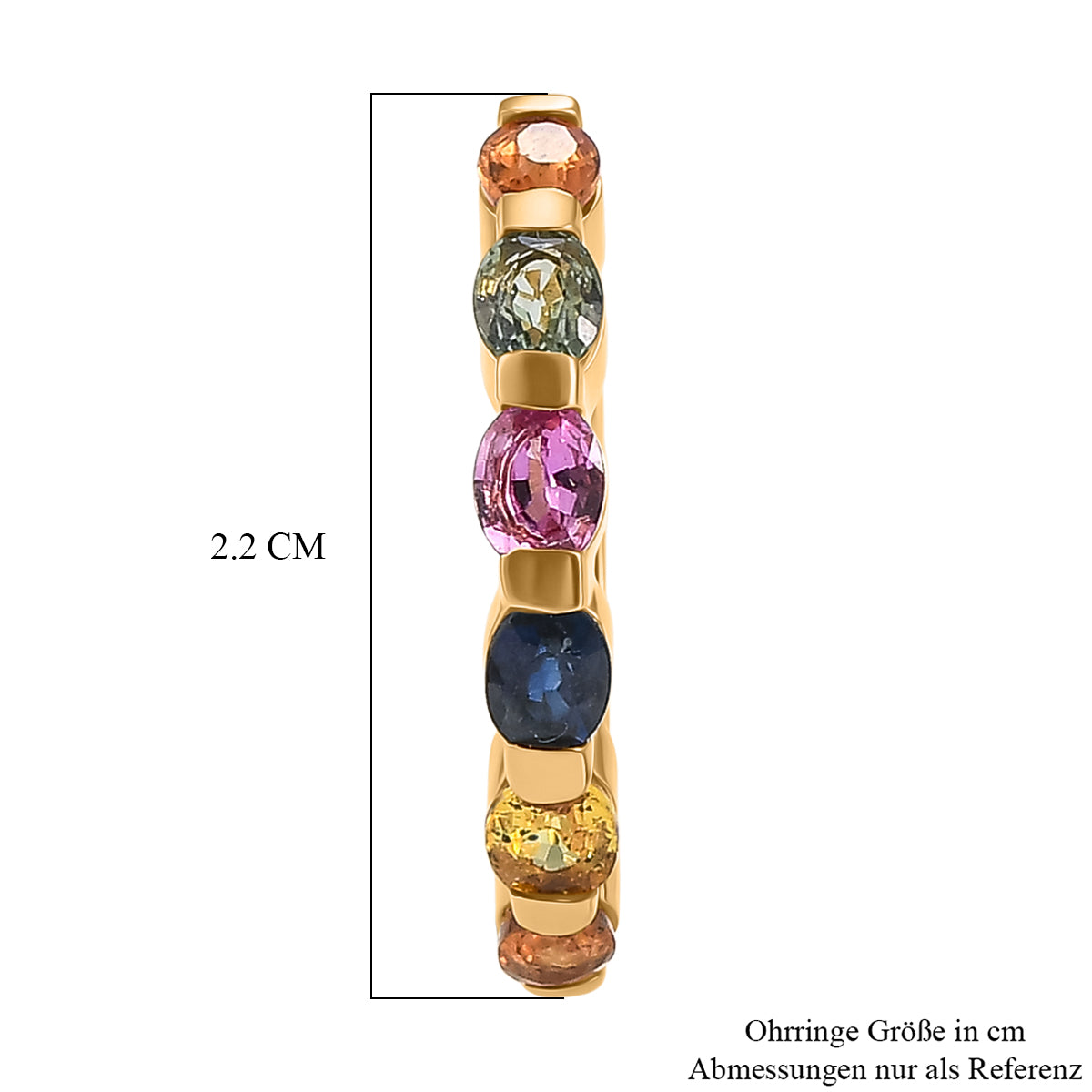 D'Joy Mehrfarbig Saphir, Blauer Saphir Ohrringe 925 Silber 750 Gelbgold vermeil ca. 2,77 ct.