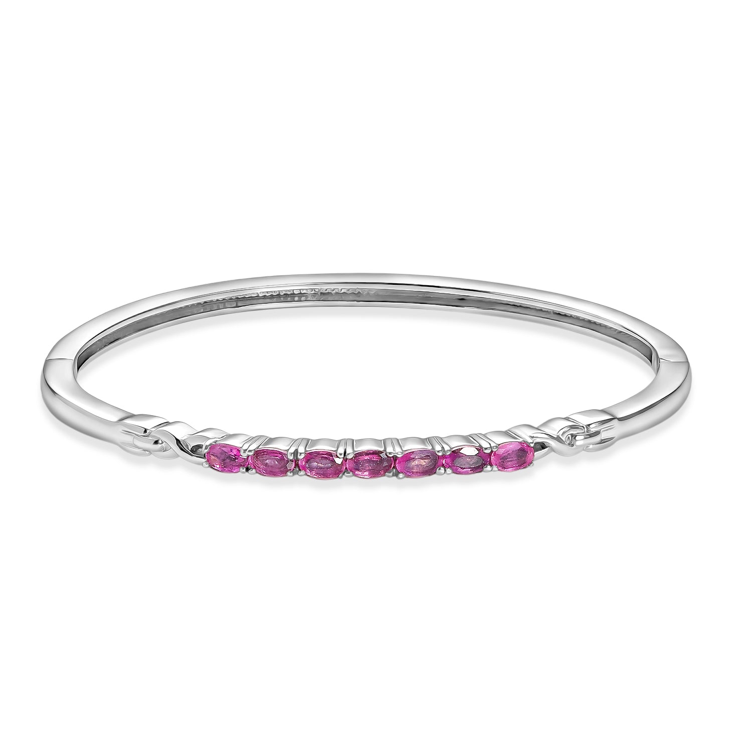 EVER TRUE Ilakaka Rosa Saphir (Fissure gefüllt) Armreif ca. 19 cm 316L Edelstahl ca. 2,51 ct.